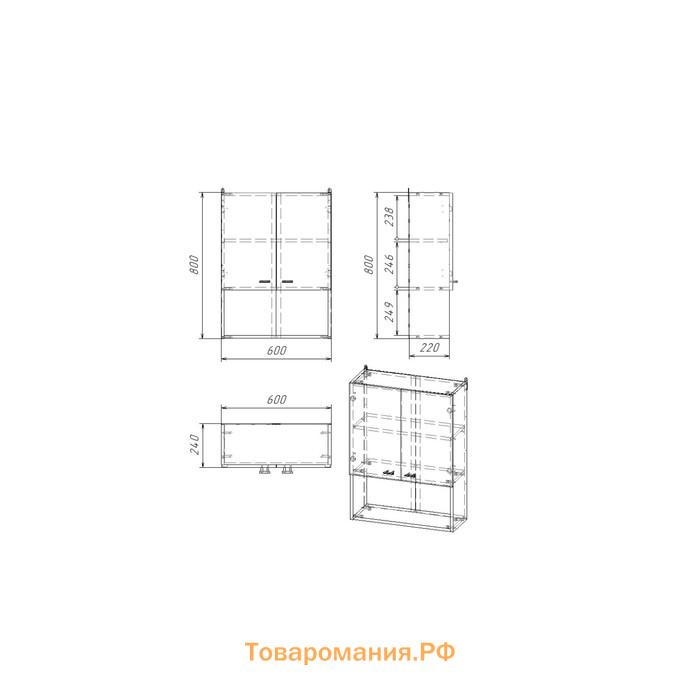 Шкаф для ванной комнаты "Вега 6004" белый, 60 х 24 х 80 см