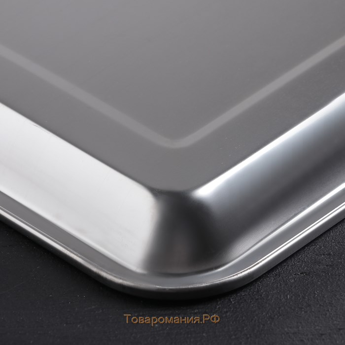 Поднос из нержавеющей стали, 44,5×35,5 см, толщина 1 мм, цвет серебряный