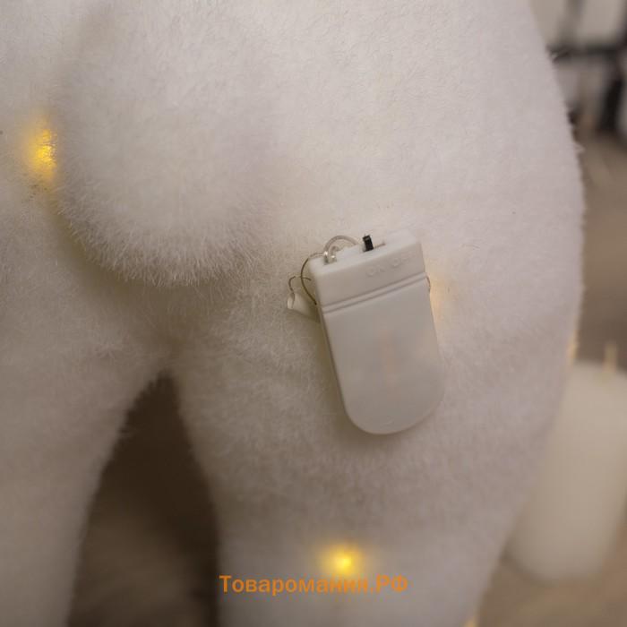 Светодиодная фигура «Мишка» 45 × 25 × 20 см, флок, батарейки ААх2 (не в комплекте), свечение тёплое белое