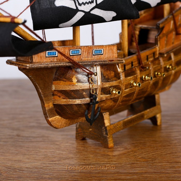 Корабль «Уида», 33х8х29 см, пиратский, черные паруса