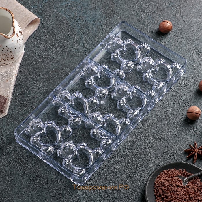 Форма конфет и шоколада «Влюблённые мишки», 28×14 см, 8 ячеек