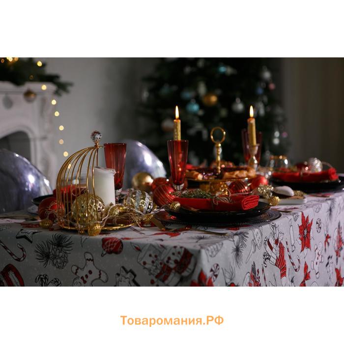 Скатерть "Доляна" Новогоднее настроение 180х149+/- 3см, 100% хлопок, 164 г/м2