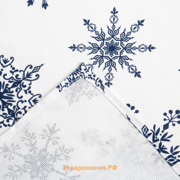 Скатерть "Доляна" Синие снежинки 180х146 +/- 3 см, 100% хлопок, 164 г/м2