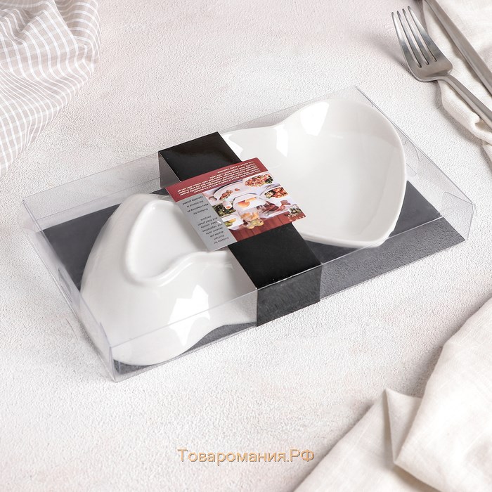 Набор салатников керамических «Сердца», 2 предмета, 13×12,5 см, цвет белый