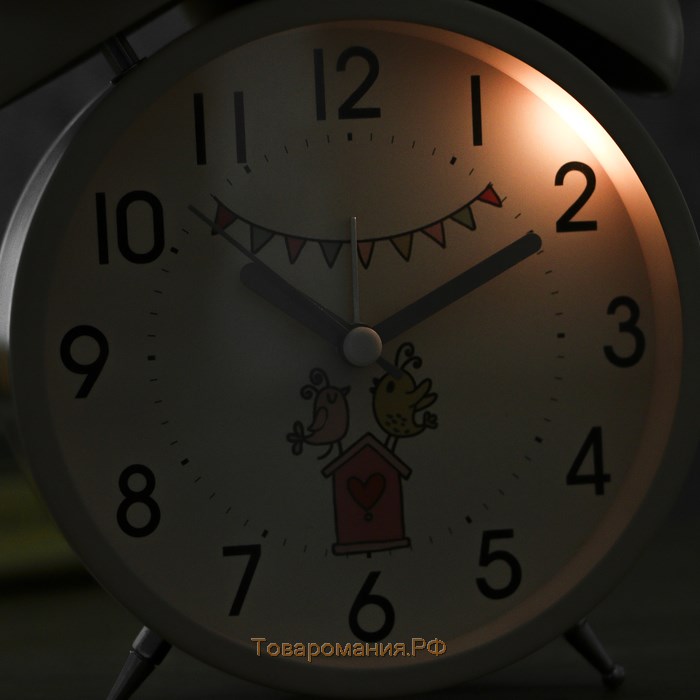 Будильник детский часы настольные "Квигли", с подсветкой, бесшумные, 16 х 11 см, розовый