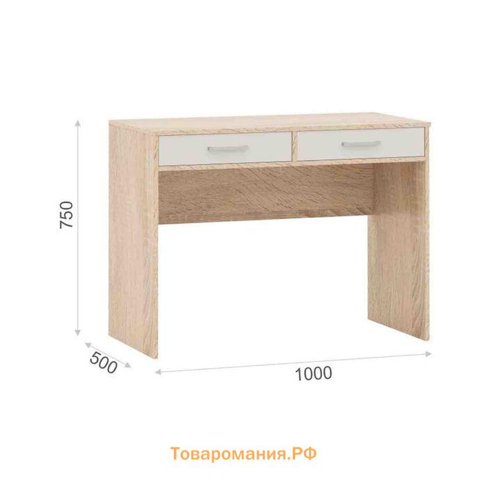 Стол письменный «Стелс 100», 2 ящика, 1000 × 500 × 750 мм, цвет дуб сонома / белый