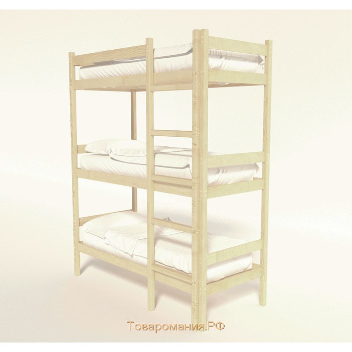 Трёхъярусная кровать, 900×2000, массив сосны, без покрытия