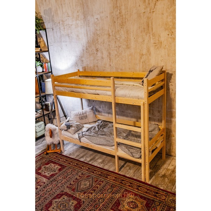Детская двухъярусная кровать «Дональд», 90×200 см, массив сосны, без покрытия