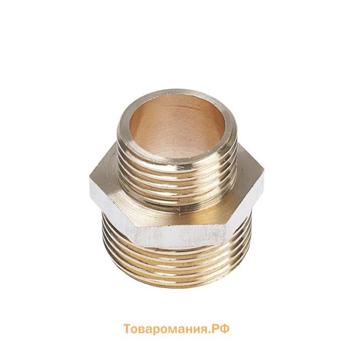 Ниппель OTMO, 3/4"x1/2", наружная/наружная резьба, никелированная латунь