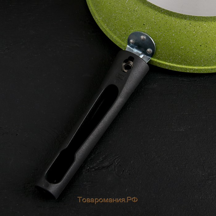 Сковорода Trendy style, d=24 см, съёмная ручка, антипригарное покрытие, цвет зелёный