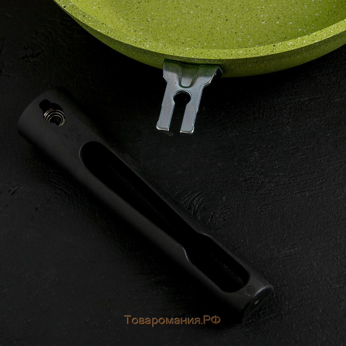 Сковорода Trendy style, d=24 см, съёмная ручка, антипригарное покрытие, цвет зелёный