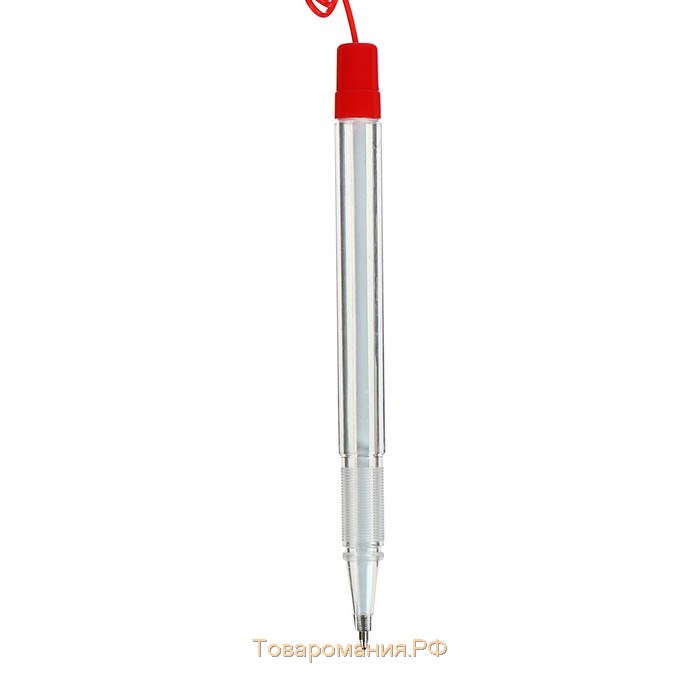 Ручка шариковая 0.5 мм на подставке "Стоп" с липучкой и шнуром, стержень синий, корпус КРАСНЫЙ (штрихкод на штуке)