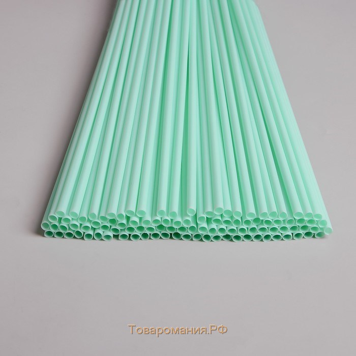 Трубочка для шаров, флагштоков и сахарной ваты, длина 41 см, d=6 мм, цвет бледно-зелёный