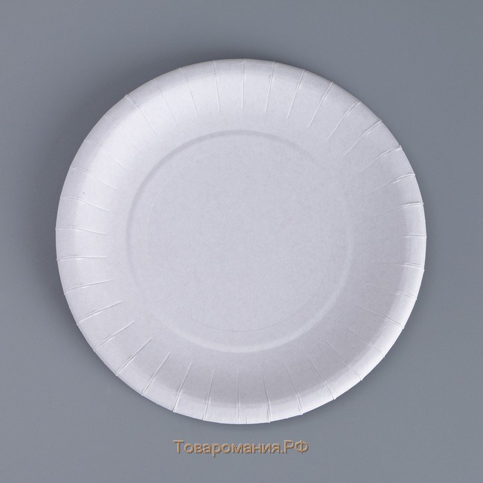 Тарелка одноразовая "Белая" картон, 17 см