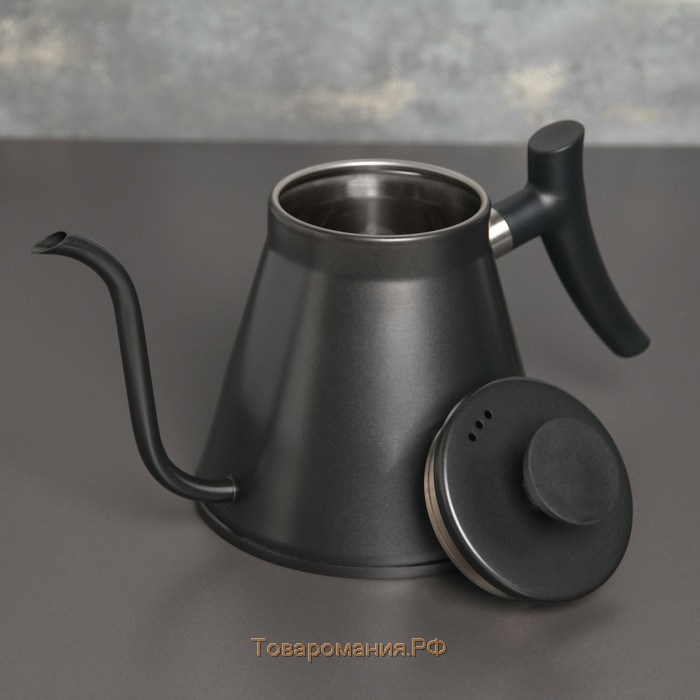 Кофейник из нержавеющей стали с длинным носиком «Пуровер», 1,2 л, 304 сталь, цвет чёрный