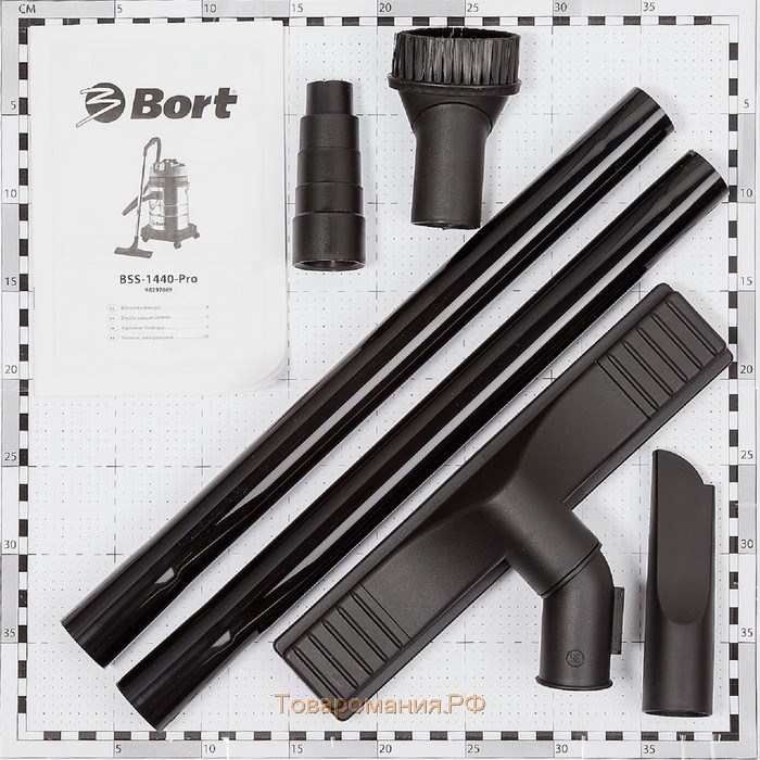Пылесос Bort BSS-1440-Pro, 1400/280 Вт, сухая/влажная уборка, 40 л, серебристый