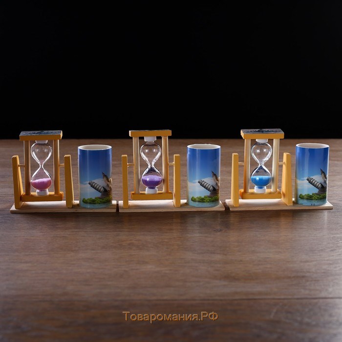 Песочные часы "Достопримечательности", сувенирные, с карандашницей, 12.5 х 4.5 х 9.3 см