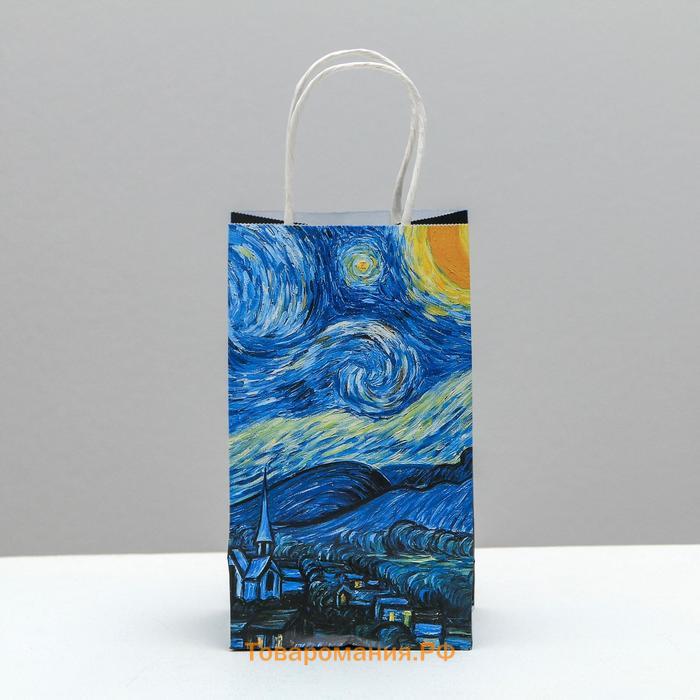 Пакет подарочный крафтовый, упаковка, «Ван Гог», 12 х 21 х 9 см