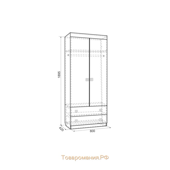 Шкаф комбинированный Форсаж, 800×410×1890, дуб сонома/белый
