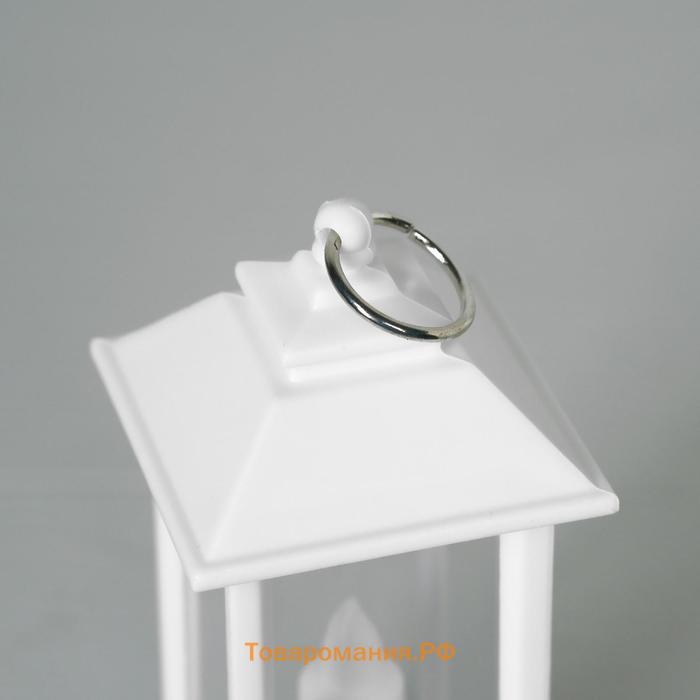 Светодиодная фигура «Белый фонарь со свечкой» 5.5 × 13 × 5.5 см, пластик, батарейки AG13х3, свечение тёплое белое