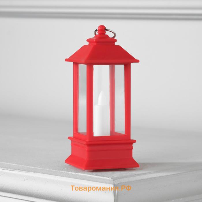 Светодиодная фигура «Красный фонарь со свечкой» 5.5 × 13 × 5.5 см, пластик, батарейки AG13х3, свечение тёплое белое