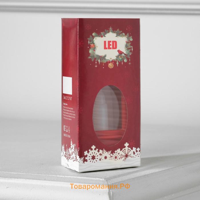 Светодиодная фигура «Красный фонарь со свечкой» 5.5 × 13 × 5.5 см, пластик, батарейки AG13х3, свечение тёплое белое
