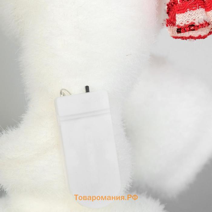 Светодиодная фигура «Бегущий мишка» 14 × 26 × 13 см, флок, батарейки CR2032х2 (не в комплекте), свечение тёплое белое