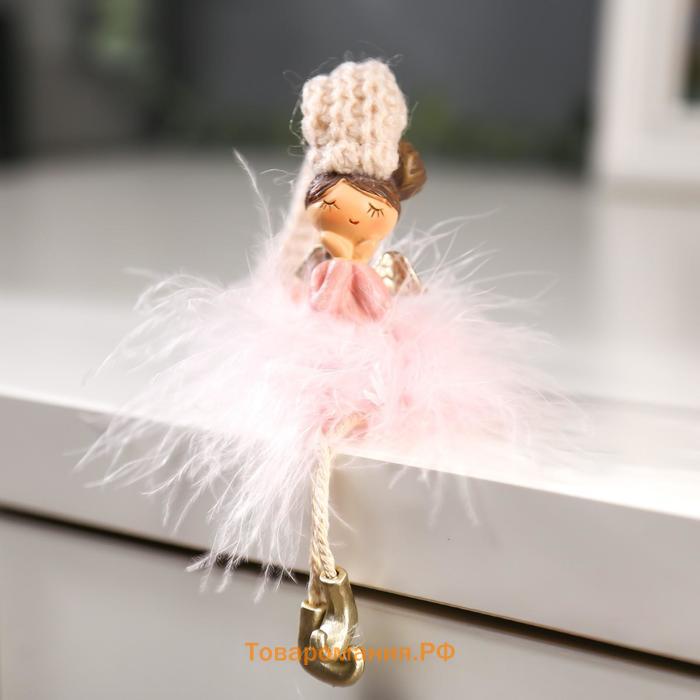 Сувенир полистоун "Ангелочек-стесняшка в розовой пуховой юбке" МИКС 18х3,5х4 см
