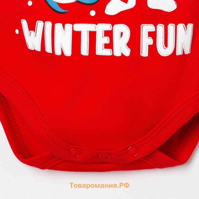 Боди с дл. рукавом Крошка Я "Happy winter", рост 74-80 см, красный
