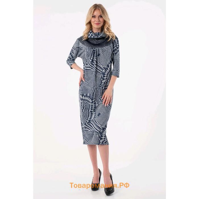 Платье женское, размер 44, цвет серый, синий