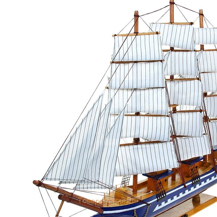 Корабль сувенирный большой «Орфей», борта синие, паруса белые, 11×80×71 см
