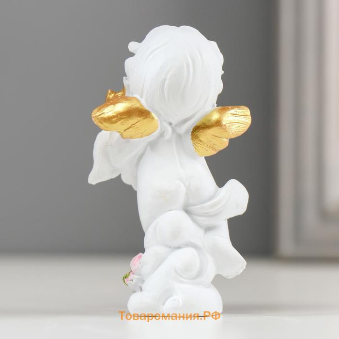 Сувенир полистоун "Белоснежный ангел с золотыми крыльями" МИКС 8х4,7х3 см