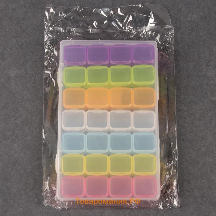Органайзер для декора, 7 блоков, 4 ячейки, 17,5 × 10,5 × 2,5 см, разноцветный