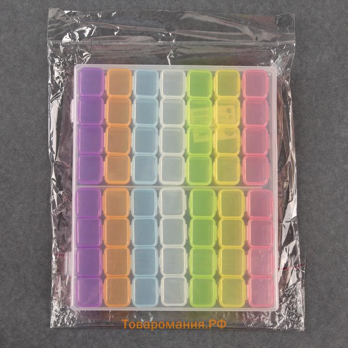 Органайзер для декора, 14 блоков, 4 ячейки, 21 × 17,5 × 2,7 см, разноцветный