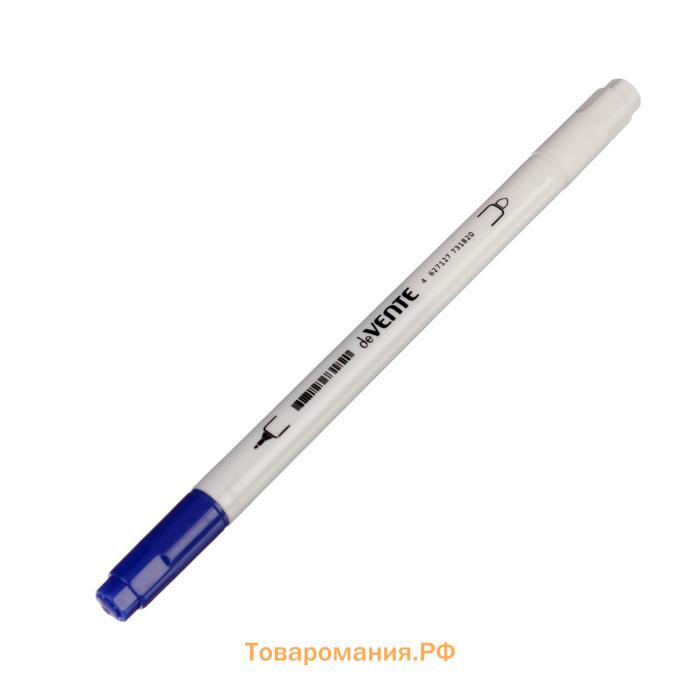 Ручка со стираемыми чернилами капилярная deVENTE, 0,5 мм и 3 мм, белый корпус, чернила синие