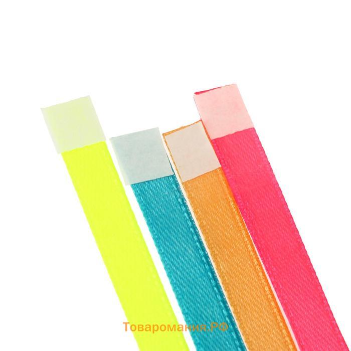 Закладки-ляссе с клеевым краем для формата А5, deVENTE. Neon, для книг A5, 6 x 290 мм, 4 тонкие двусторонние ленты, в пакете