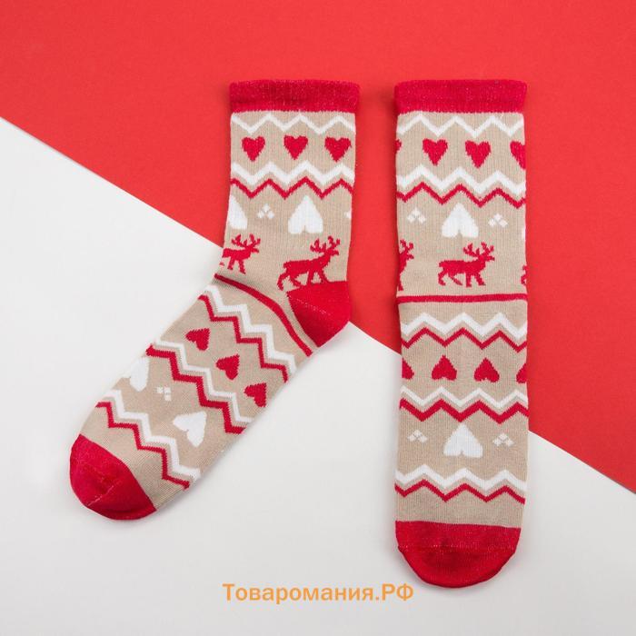 Набор новогодних женских носков KAFTAN "Мишка" р. 36-40 (23-25 см), 2 пары