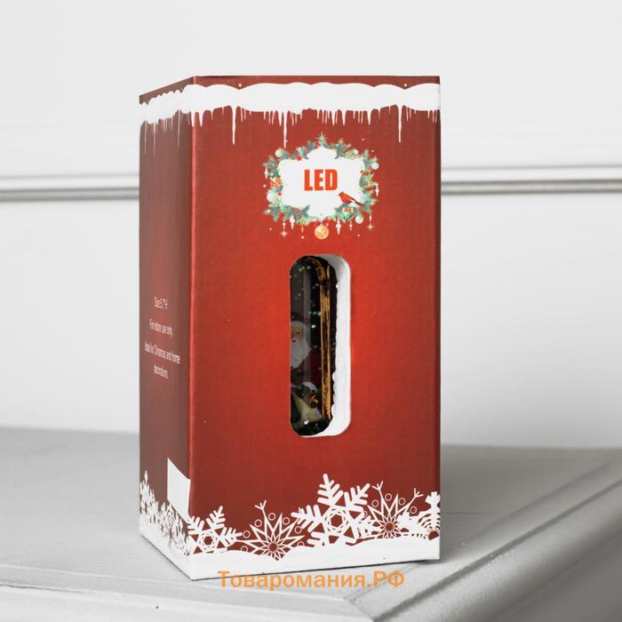 Светодиодная фигура «Дед Мороз в ротонде» 6.3 × 14 × 6.3 см, пластик, блёстки, батарейки AG13х3, свечение тёплое белое