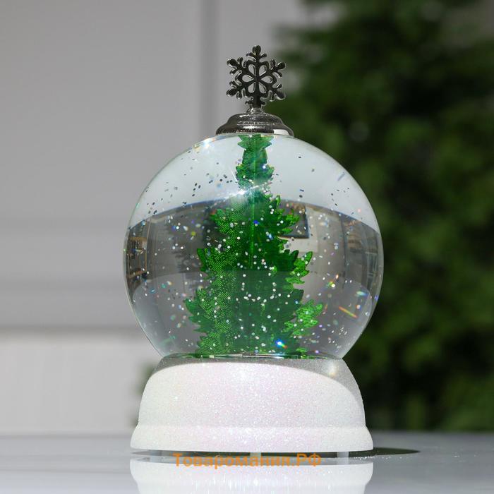 Светодиодная фигура «Снежный шар с ёлкой» 12 × 18 × 12 см, пластик, батарейки ААх3 (не в комплекте), свечение тёплое белое