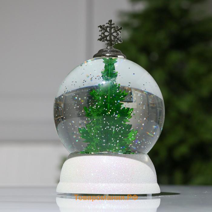Светодиодная фигура «Снежный шар с ёлкой» 12 × 18 × 12 см, пластик, батарейки ААх3 (не в комплекте), свечение тёплое белое