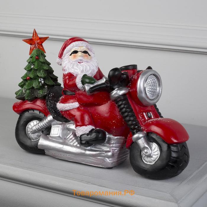 Светодиодная фигура «Дед Мороз на мотоцикле» 30 × 10 × 6 см, полистоун, батарейки ААх3 (не в комплекте), свечение мульти