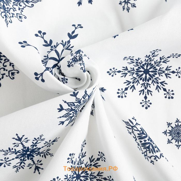Скатерть "Доляна" Синие снежинки 250х146 +/- 3 см, 100% хлопок, 164 г/м2