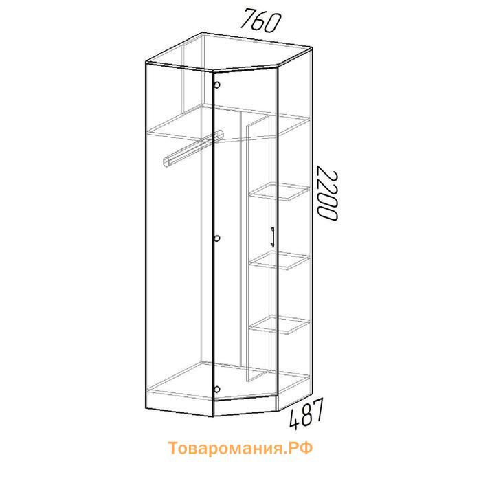 Шкаф угловой «ЭКО», 760/760×2200×487 мм, венге/сосна лоредо