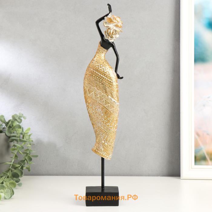 Сувенир полистоун "Африканка в золотом, с розой на голове" геометрия МИКС 40х7,5х6,5 см
