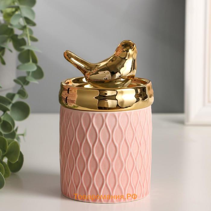 Шкатулка керамика "Золотая птичка" 13х7,5х7,5 см