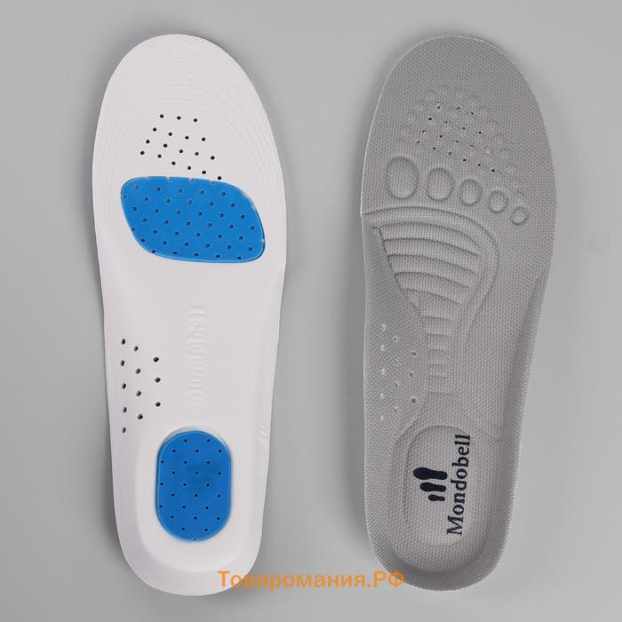 Стельки для обуви, спортивные, универсальные, амортизирующие, дышащие, р-р RU до 38, (р-р Пр-ля до 40), 25 см, пара, цвет серый