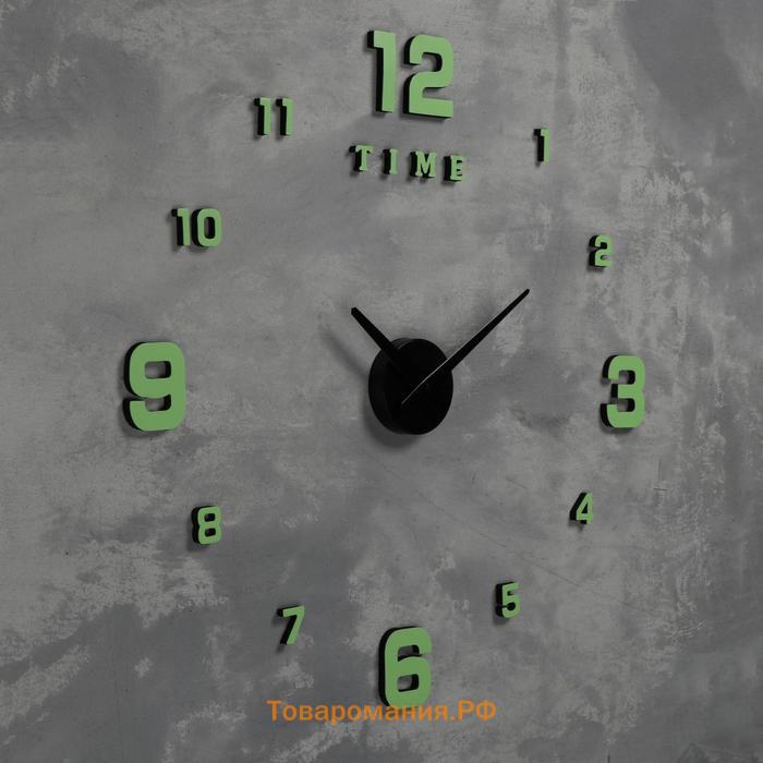 Часы настенные интерьерные, 3d "Кардо",бесшумные, наклейка, большие, d-70 см, светящиеся