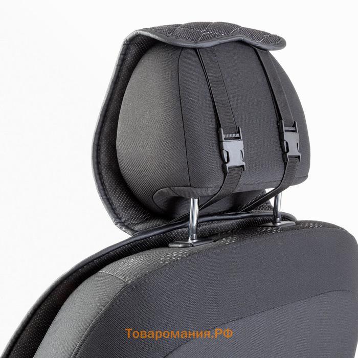 Накидки на передние сиденья Car Performance, 2 шт, fiberflax (лен), ромб, чёрный