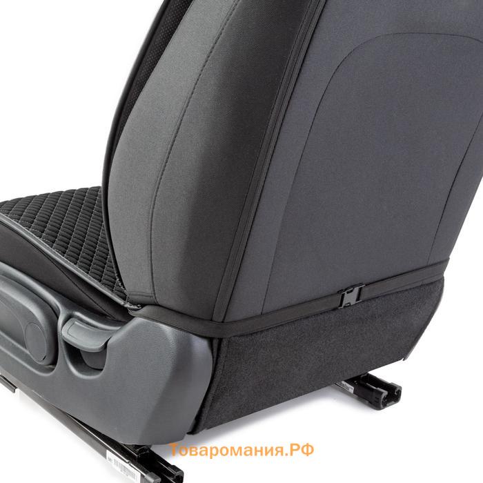 Накидки на передние сиденья CarPerforMANce, 2 шт, fiberflax (мягкий лен), ромб, чёрно-серый