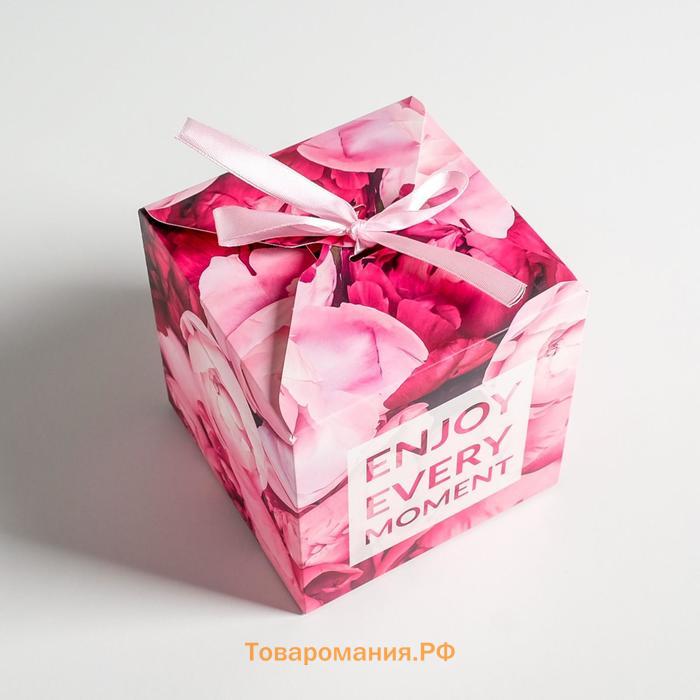 Коробка подарочная складная, упаковка, «Enjoy every moment», 12 х 12 х 12 см